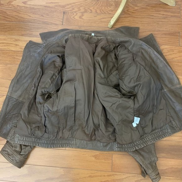 Distressed brown leather Womens jacket coat SZ Large - Vintage - Picture 7 of 7